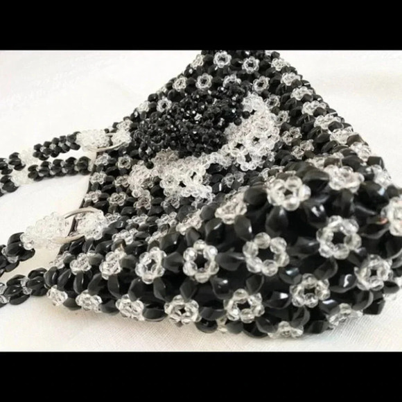Vintage Y2K Black & Clear Beaded Purse - Picture 4 of 10